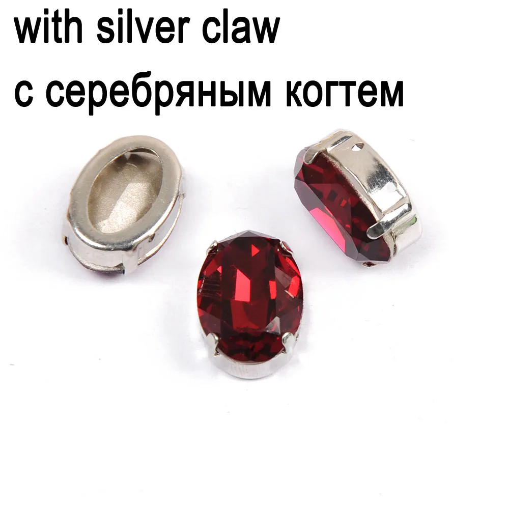 Siam Кристалл Овальный с металлическими когтями настройки декоративные камни стразы нашивки на одежду обувь аксессуары - Цвет: crystal with silver