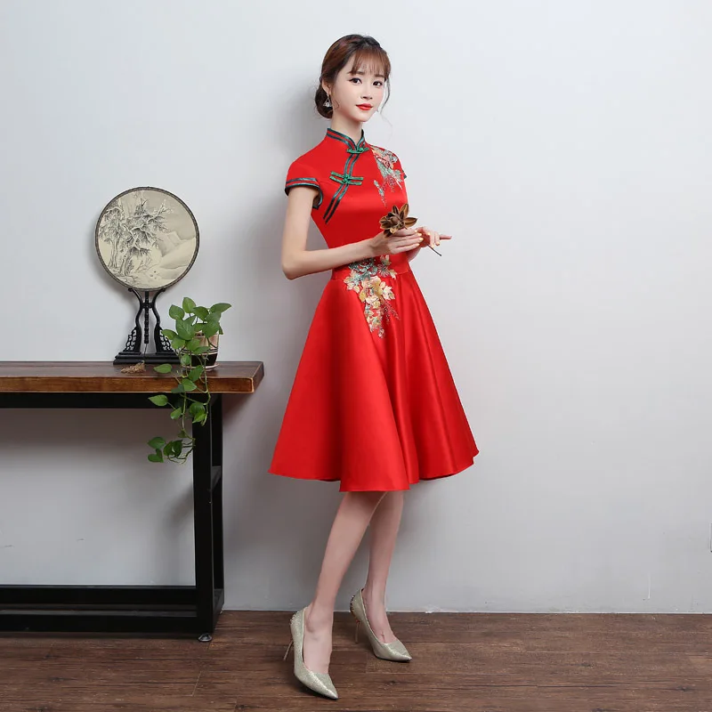 Белое свадебное платье Cheongsam в восточном стиле для женщин ...