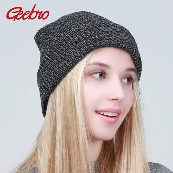 

Geebro Winter Hats For Women Skullies Beanies Casual Acrylic Warm Knitted Beanie Hat Bonnet Balaclava Autumn Soft Cap DQ017