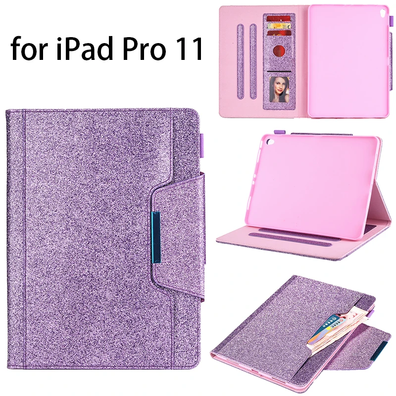 

Glitter Case For ipad pro 11 2018 Luxury business pu leather wallet cover Shell Protector Soft TPU Silicone Sleeve