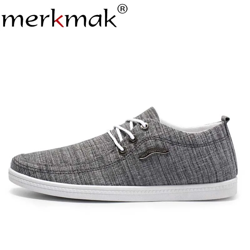 

Merkmak New Spring Canvas Men Shoes Fashion Autumn Solid Elastic Band Comfortable Outdoor Casual Footwear Flat Soft Man Shoes