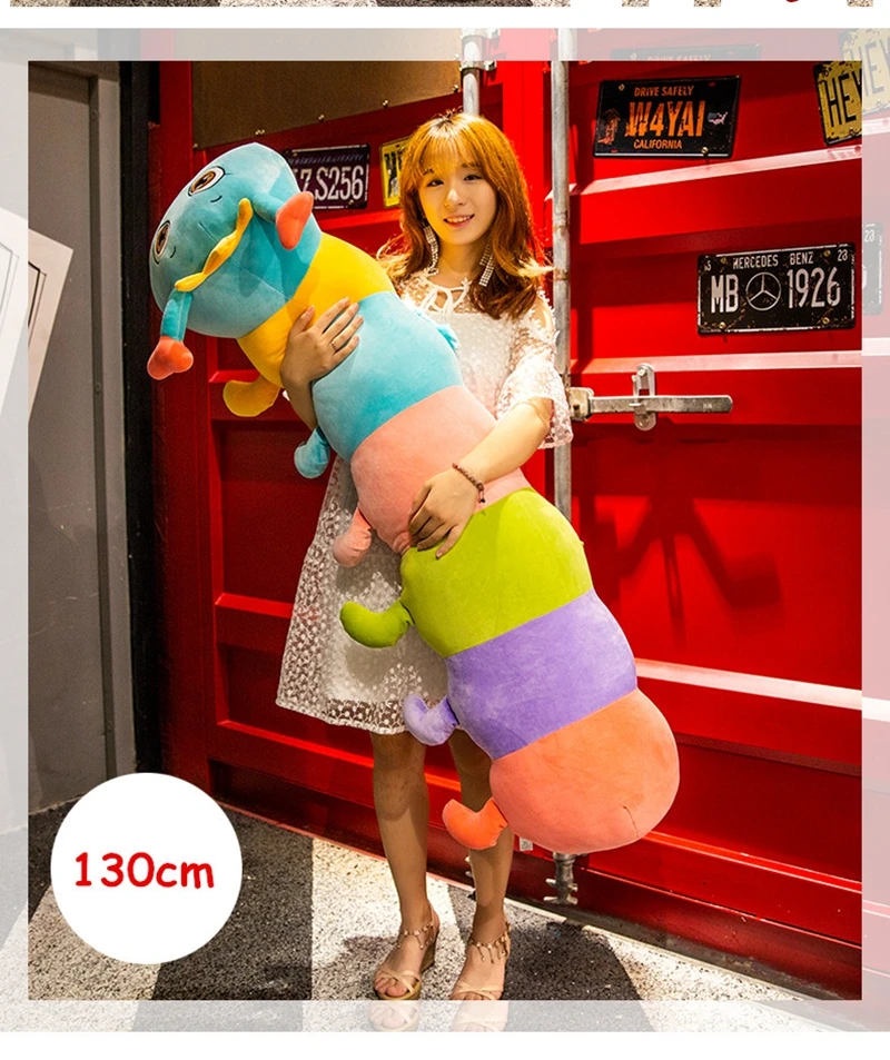 Dorimytrader Jumbo Soft Animal Caterpillar Plush Toys Stuffed Giant Colorful Cartoon Caterpillars Pillow Dolls for Children Gift 130cm 150cm DY50441 (15)