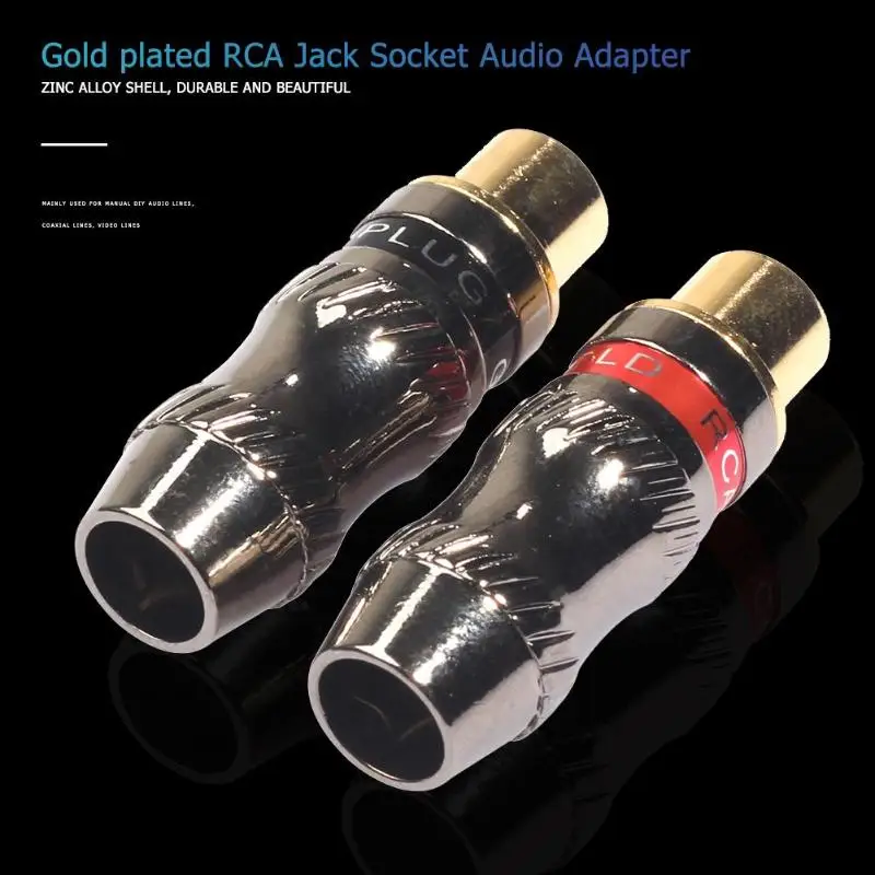 2 шт. RCA разъем позолоченный RCA разъем в розетку аудио адаптер 1 шт. красное кольцо RCA Женская головка+ 1 шт. черное кольцо женская головка