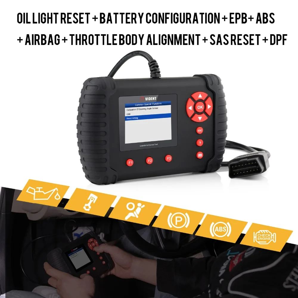 AUOOLxVident iLink450 автомобильный OBD2 масло ABS воздушная подушка SRS TBA TPS SAS сброс BRT DPF