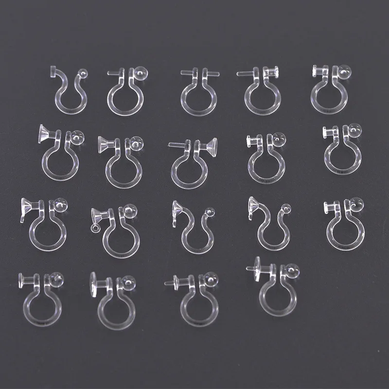 

SEA MEW 50 PCS Transparent Ear Clip For Jewelry Making ,Ear Plug Resin Earrings Accessorie Base Setting DIY Jewelry Components