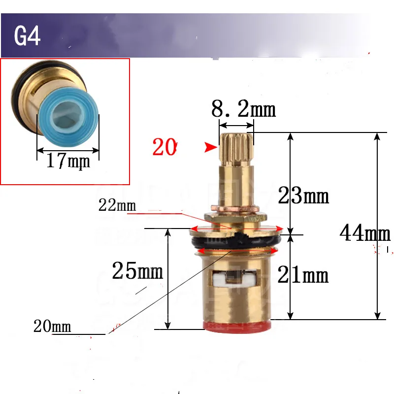 Ceramic Disc Faucet Cartridge Spout Brass Replacement Water Mixer Tap Inner Valve Core Quarter Turn 1/2