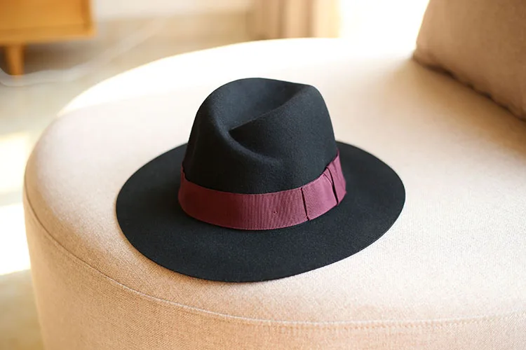 Модная шерстяная фетровая шляпа с широкими полями для женщин Chapeu Feminino Floppy Hat Женская церковная шляпа бесплатная доставка PWFR074