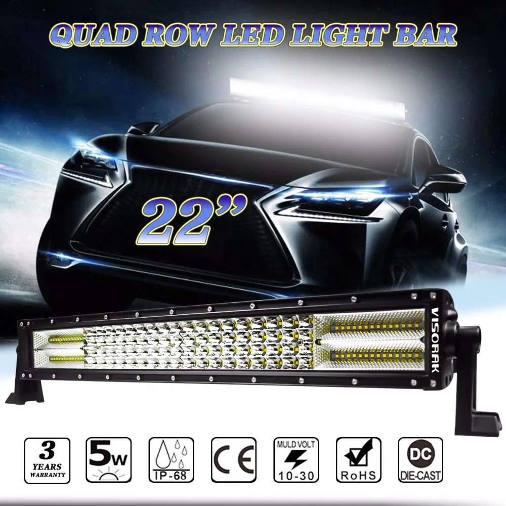 

VISORAK LED Light Bar 384W Cree Chip Quad Row 46080lm Car Driving Offroad LED Bar For Volkswagen Jeep Ford 4X4 4WD SUV DC12v 24v