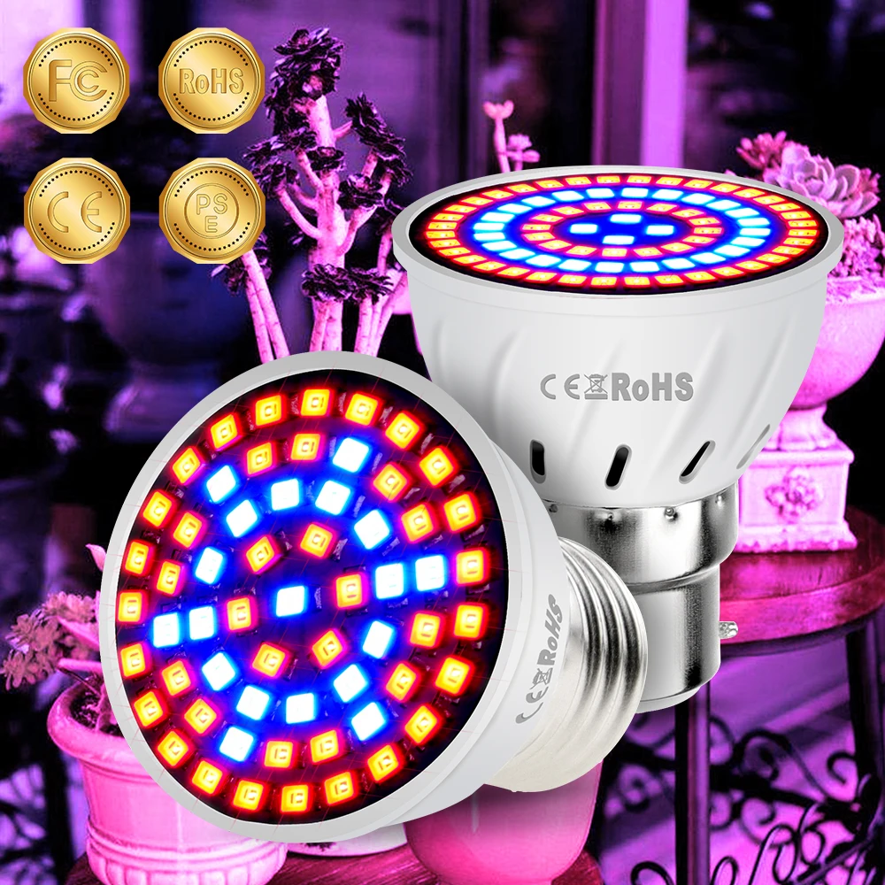

GU10 LED Phyto Ampoule E27 Plant Lamp Led E14 Grow Bulb MR16 Fitolampy 48 60 80LEDs gu5.3 Plant Lamp Light Indoor 220V Grow Tent