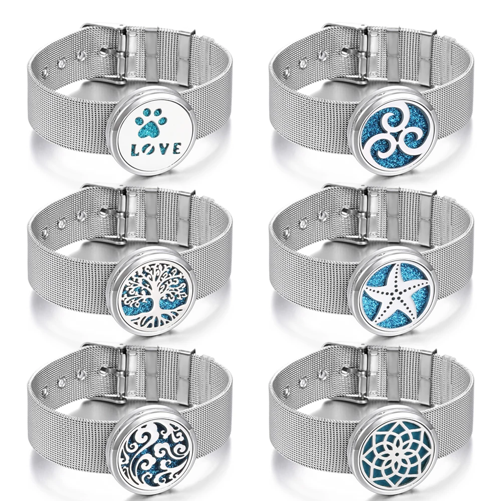 

New Aromatherapy Bracelet Jewelry Stainless Steel Essential Oil Diffuser Lotus Bracelet Aroma Diffuser Jewelry Dropshipping