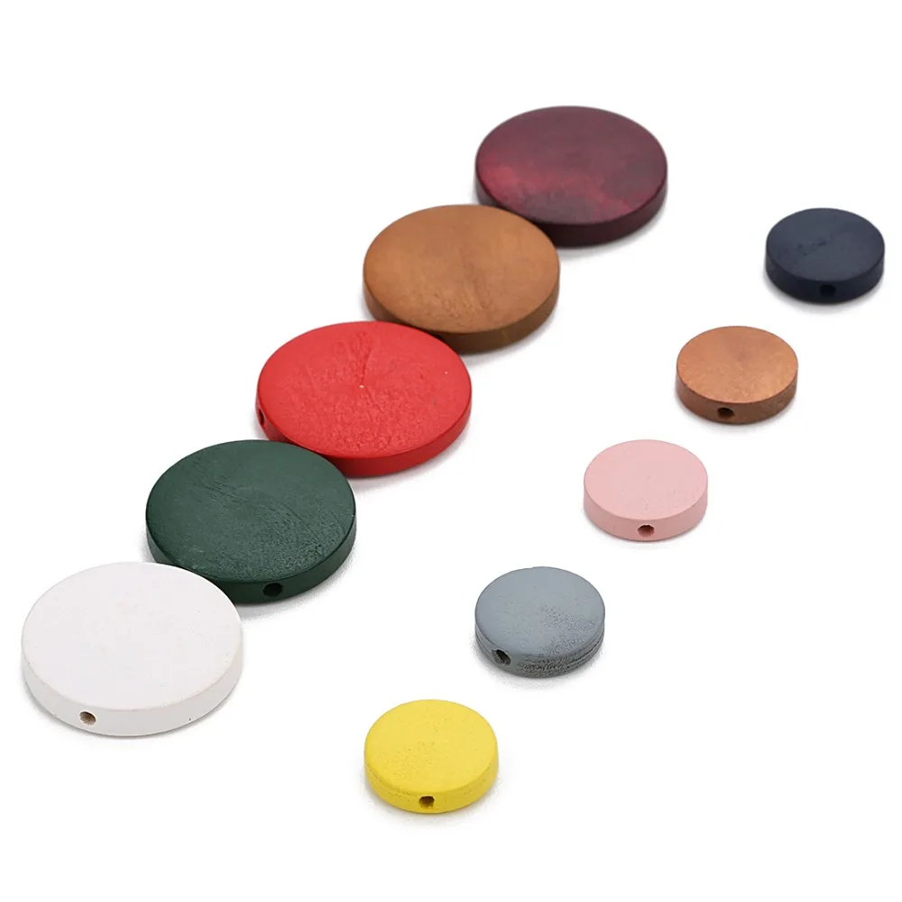 

Wholesale 30pcs Diameter 15/20/25/30mm Straight Hole Natural Wood Beads Round Paint Wood Slice Beads Charms DIY Jewelry Making