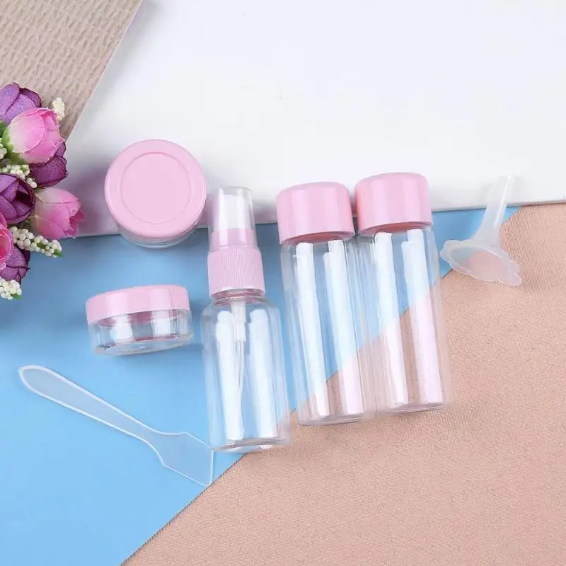 

7pcs/set Pink Spray Bottle Essential Oil Liquid Sprayer Travel Empty Dispenser Fine Mist Atomizer Cosmetic Container