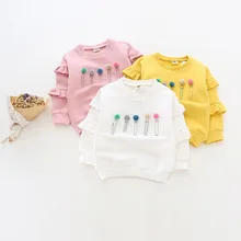 Retail 2016 Autumn baby girls hoodies,Children outerwear Falbala long-sleeved Kids Clothes/Sweatshirt/ Winter Coat HB1077