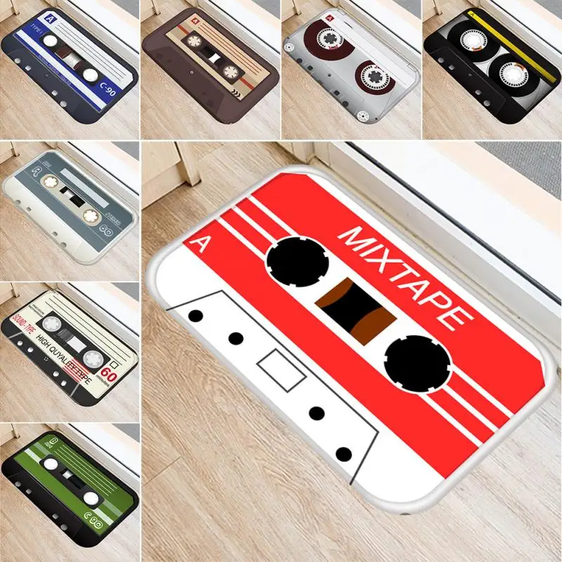 

Non-Slip Living Room Carpet Door Mat Pad Mixtape Bedroom Rectangle Flannel Novelty Floor Mats Rugs Doormats 60*40cm #1010