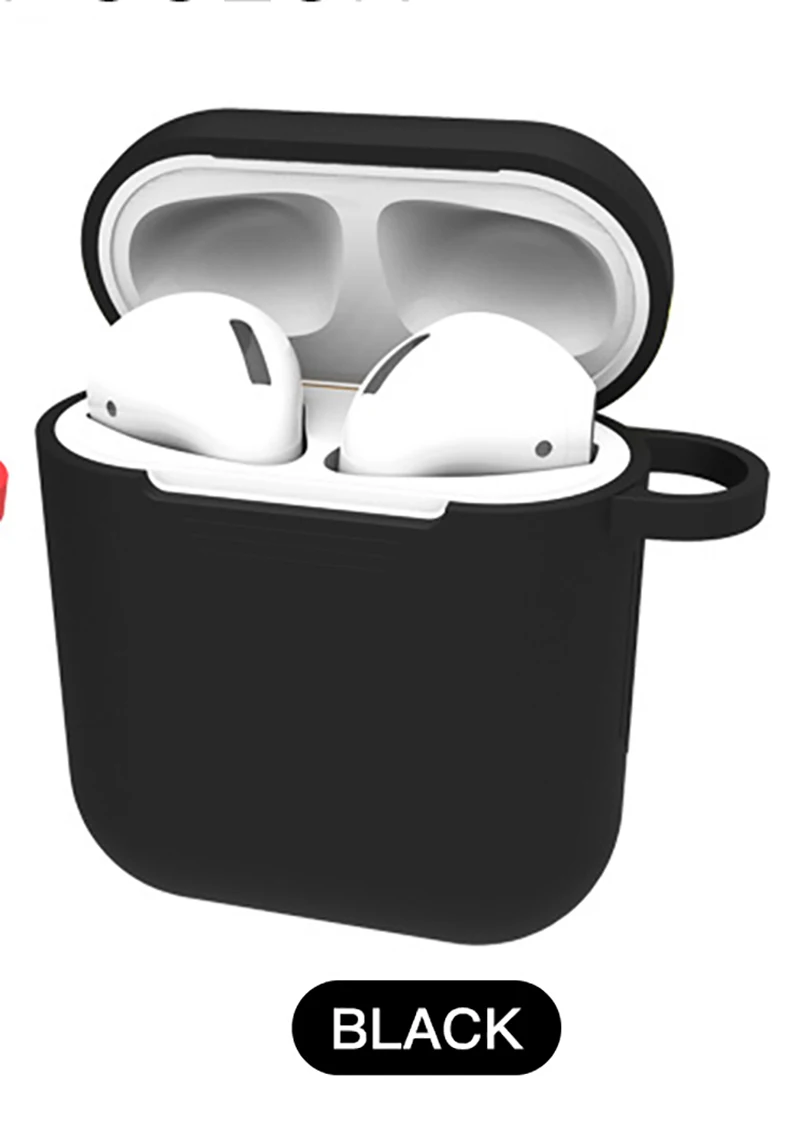 Чехлы для наушников для Apple AirPods, силиконовый чехол, беспроводной Bluetooth Air Pods, мягкий чехол для наушников, защитный чехол, Fundas - Цвет: Black