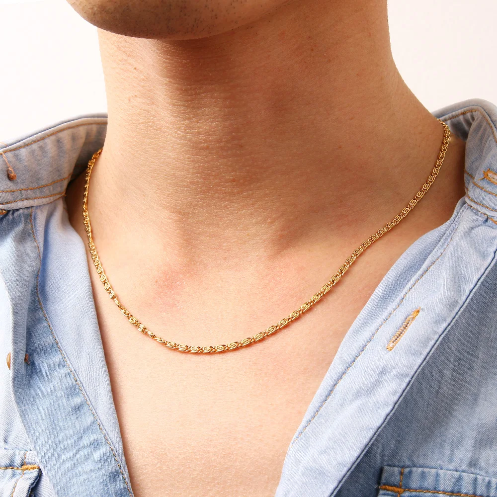 CACANA Stainless Steel Chain Necklaces For Man Women Gold Silver Color For Pendant Myriad Words Donot Fade Jewelry A1289