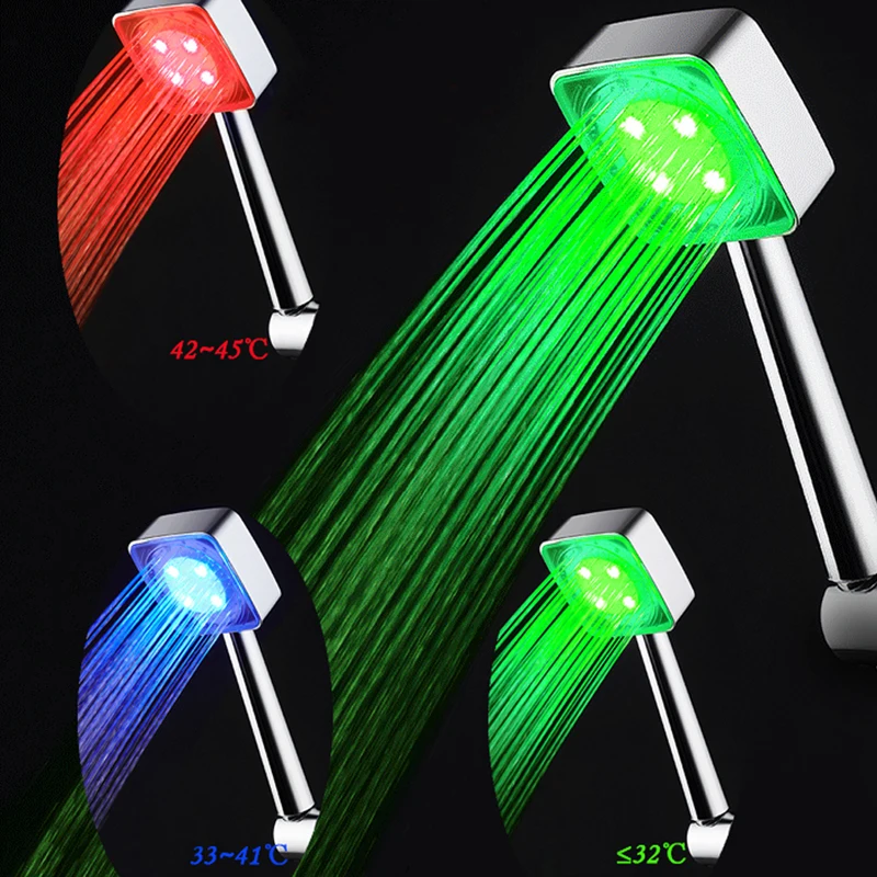Насадка для душа со светодиодной подсветкой кран Набор квадратная душевая головка изменение цвета ручной Душ Ванна Душевая система кран с поворотным изливом