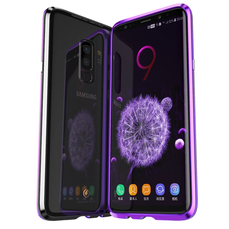 

Magnetic Adsorption Case for Samsung S8 Plus S9 Plus Luxury Magnet Metal Aluminum Phone Glass Cover for Galaxy S8 S9 Plus Note 8