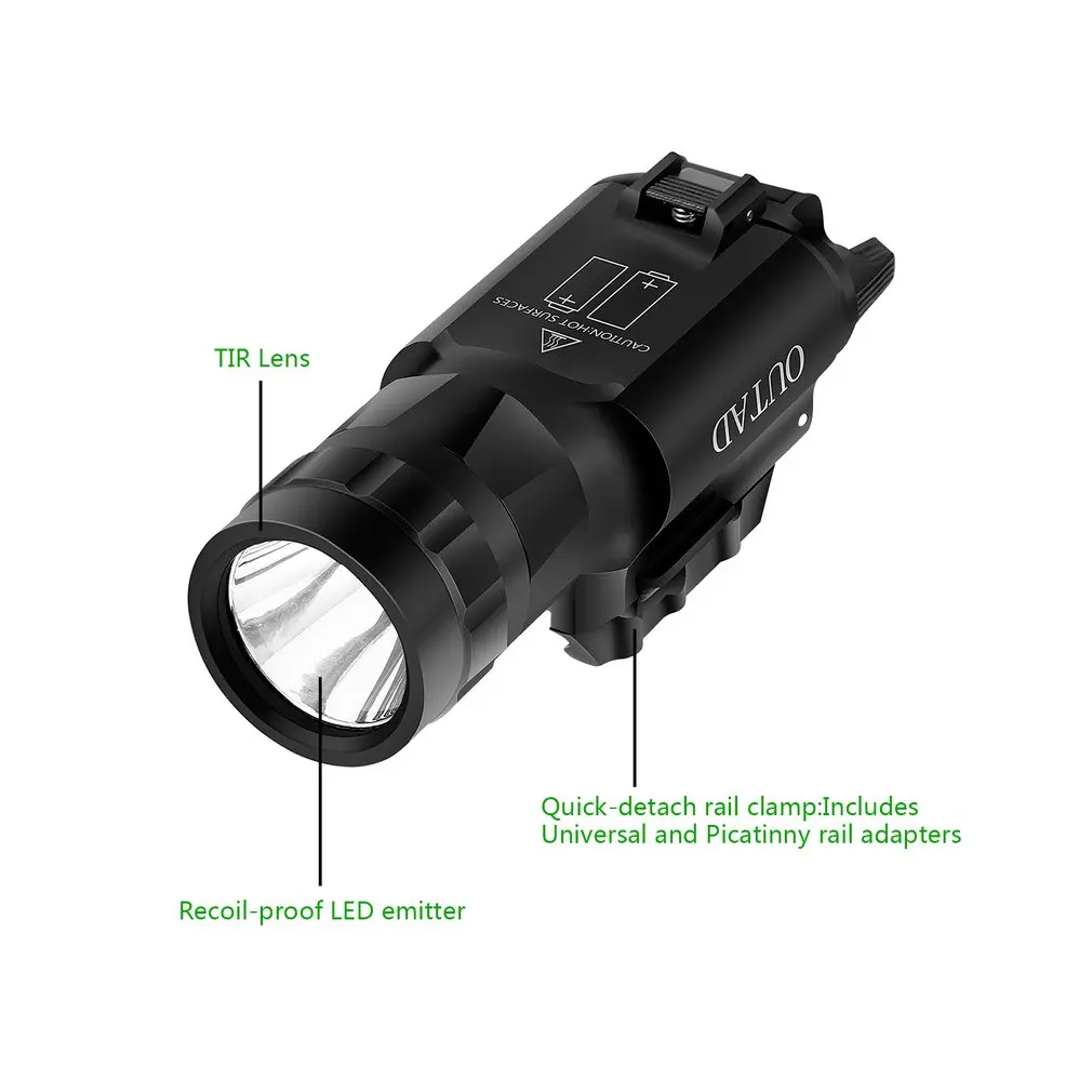 OUTAD 500LM TIR светодиодный тактический кронштейн для фонарика, установленный компактный легкий монтаж ультра гибкий Кнопочный/тумблер прочный