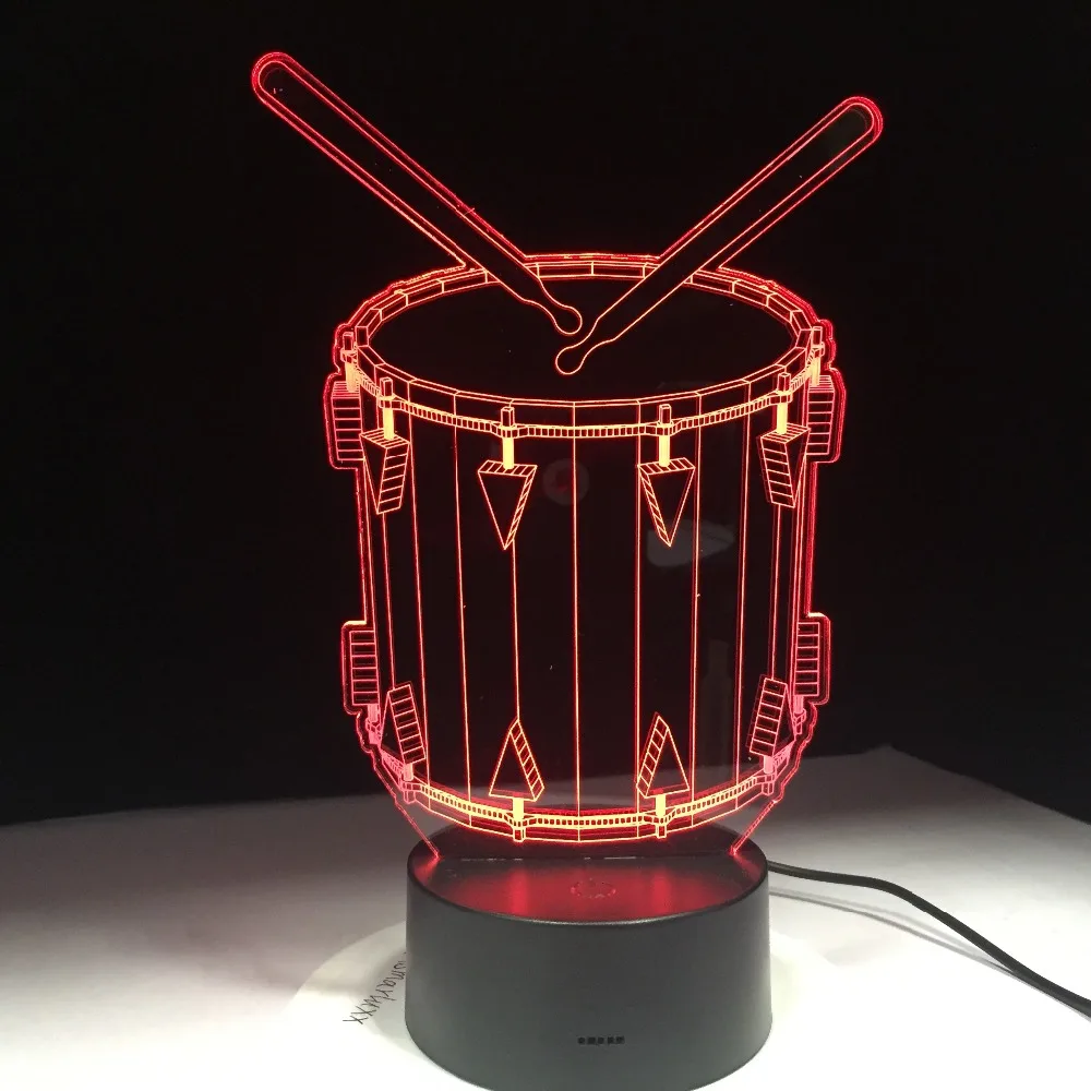 

Music Drum 3D Art LED Table Lamp Atmosphere Nightlights as Holiday Gift Home Bedroom Foyer Office Decoration Desk Lighting