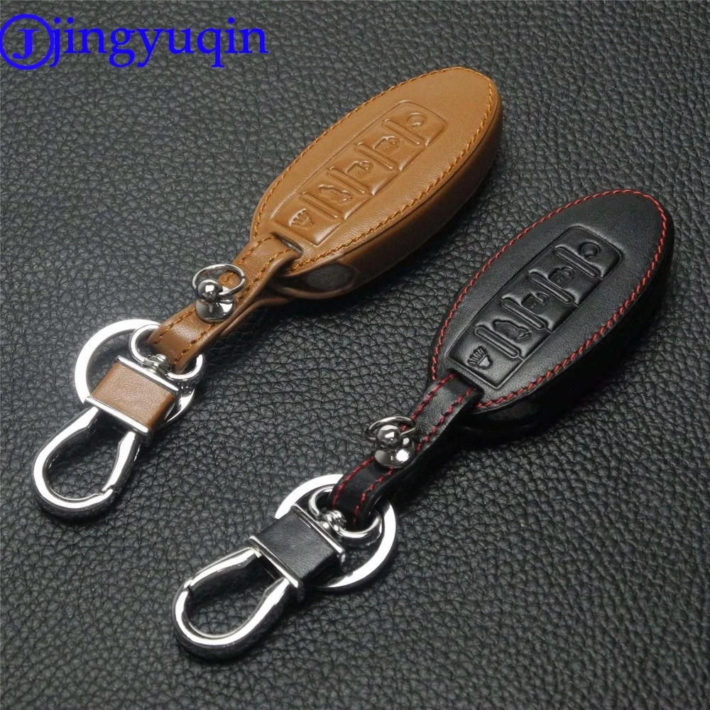 

jingyuqin 5 Buttons Remote Leather Car Key Cover Case For Nissan Murano 2016-2017 Altima Maxima Infiniti EX FX G37 Q60 QX50 QX70