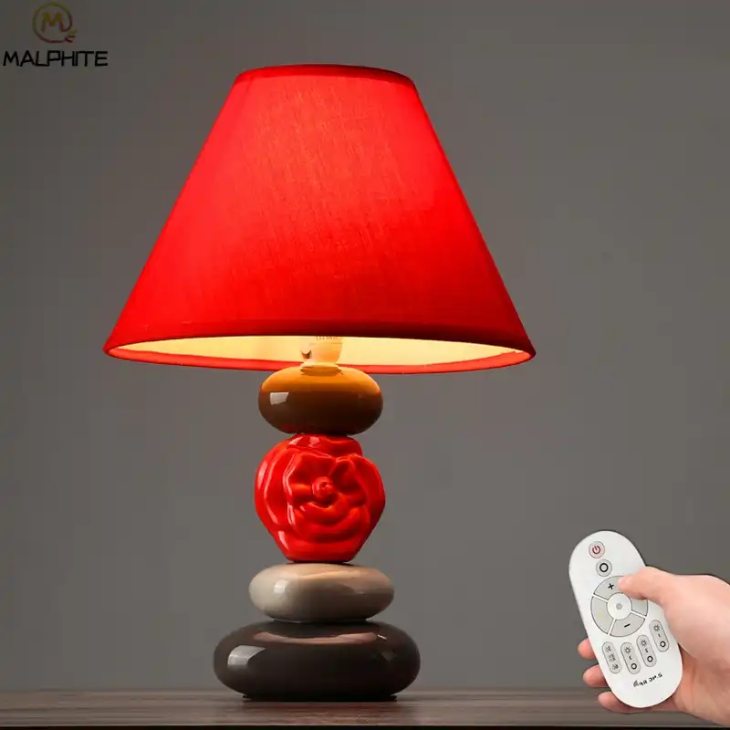 red bedside table lamps