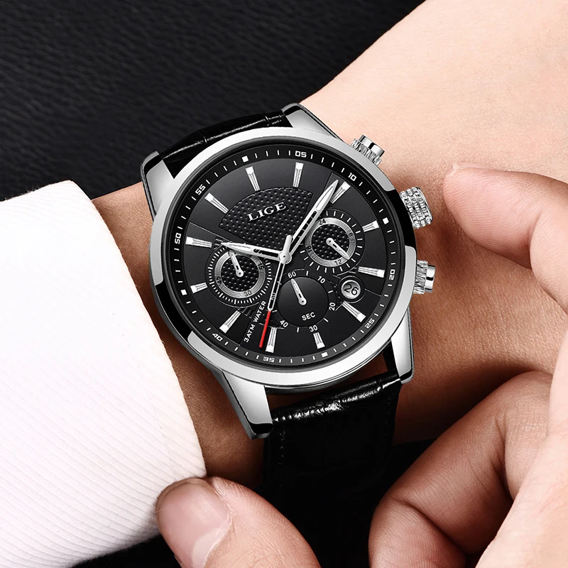LIGE Men Watch 2019 Top Brand Luxury relogio masculino Sports Chronograph Men Wrist Watch Military