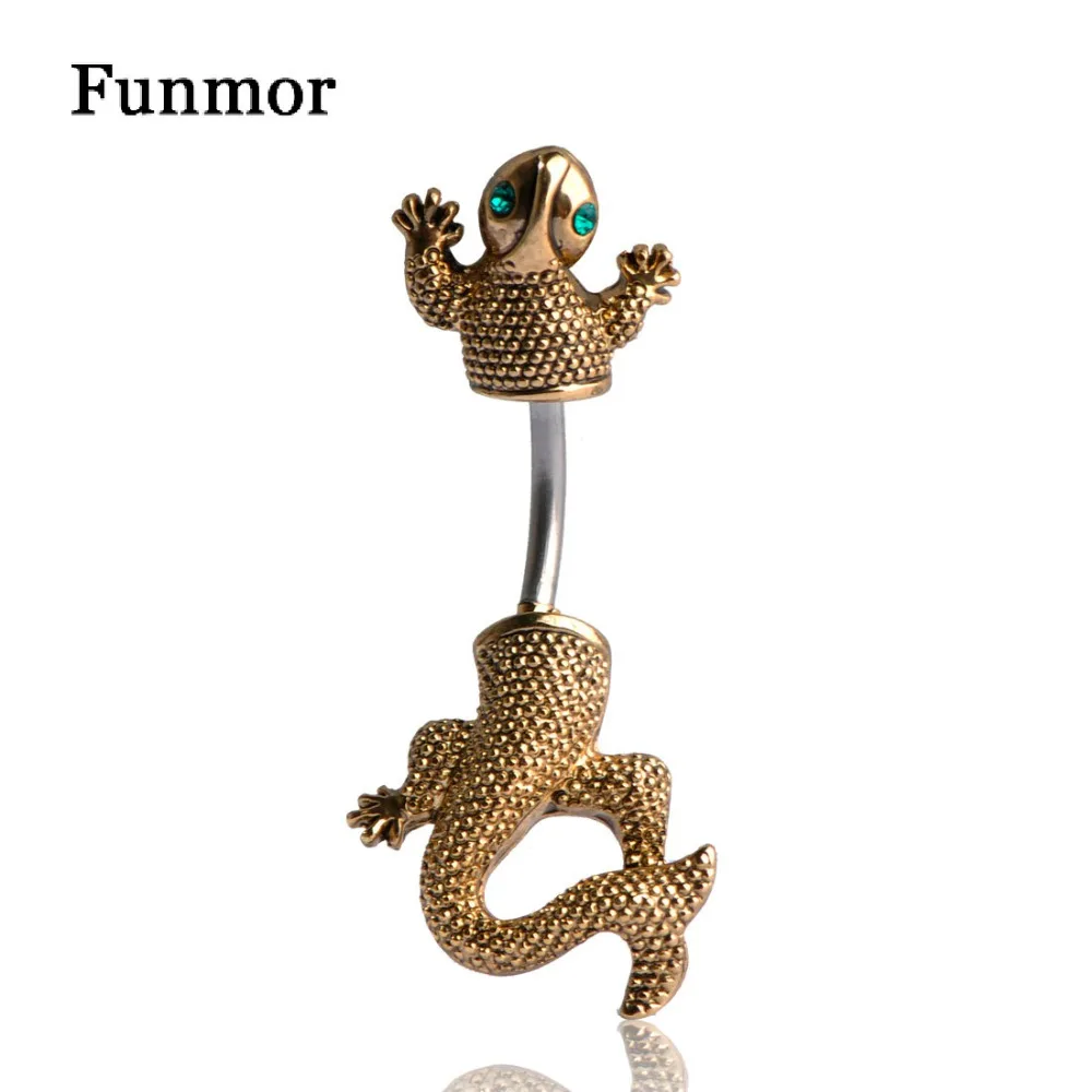 

Fine Metal Lizard Bell Button Rings Body Piercings Vintage Jewelry Septum Bikini Women Girls Belly Pin Bijoux Punk Piercing Shop