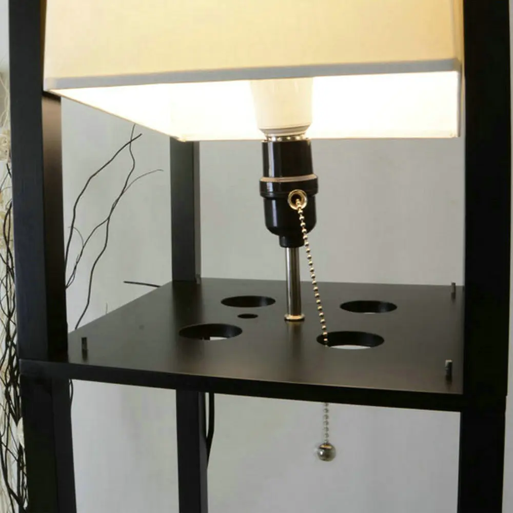 Современный светодиодный, декоративный, деревянный пол чердака, лампа, черный, белый цвет, стоящая лампа с настольной полкой для хранения, для дома, гостиной, спальни