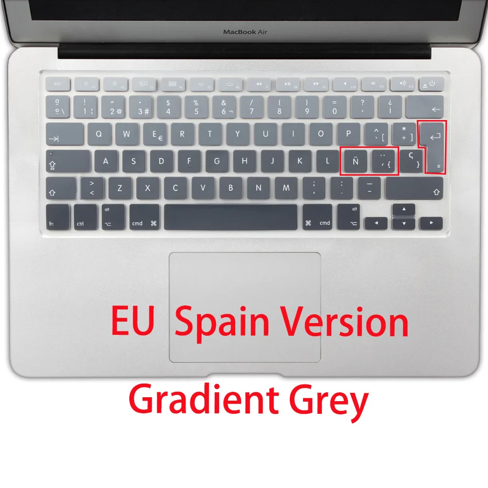 ЕС/Великобритания раскладка градиентные цвета Испания Россия крышка клавиатуры силиконовый стикер кожи для MacBook Pro 1" 15" retina Mac Air 13 A1466 - Цвет: ES Grey