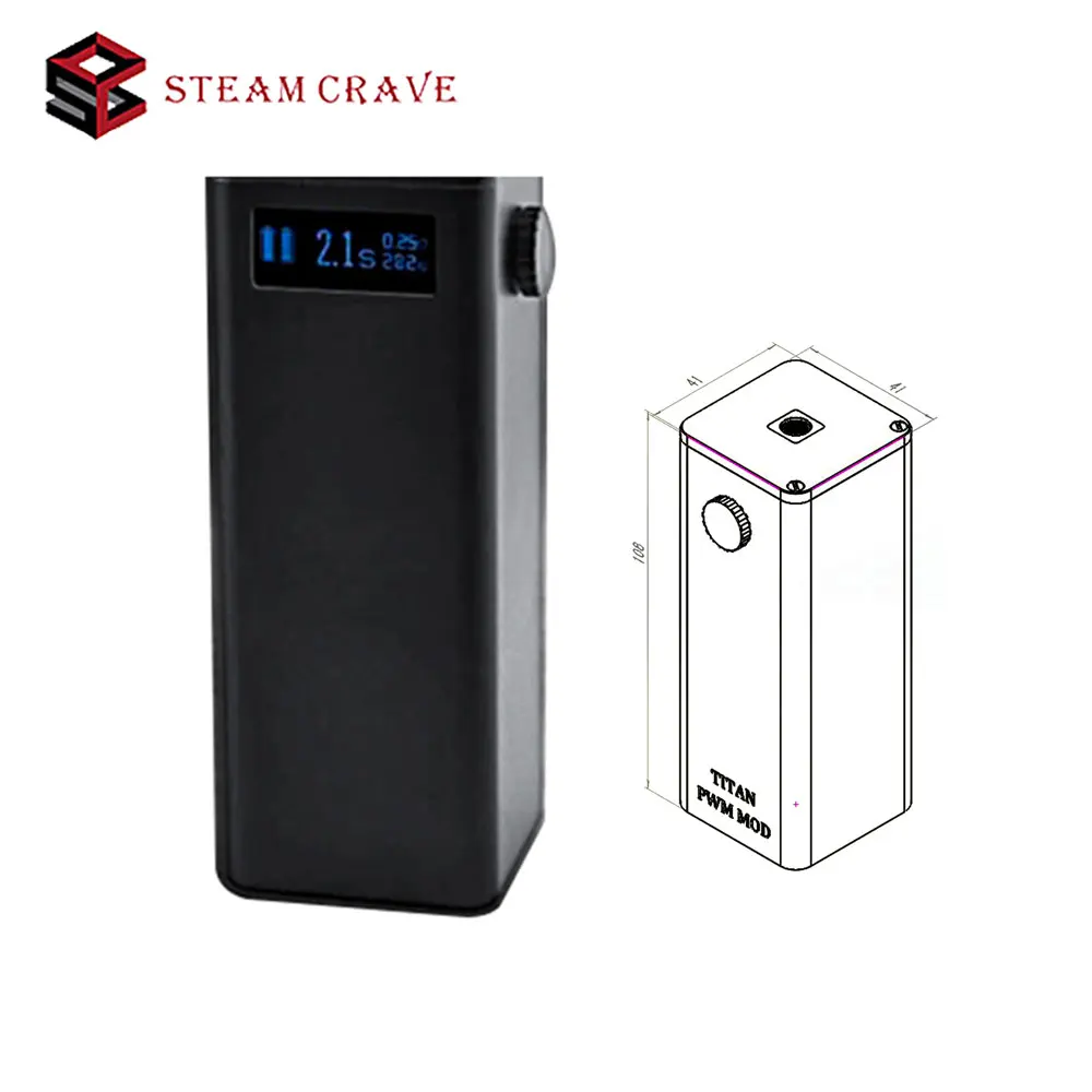 

Original Steam Crave Titan PWM VV Box MOD Powered By Four 18650 Cells Max 300W Huge Power Best for Tanks of Huge Diameter Vape