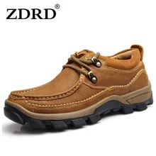 ZDRD 100 Genuine Leather Flats Shoes Men Oxfords Comfortable Men Shoes Soft leather Lace up Casual