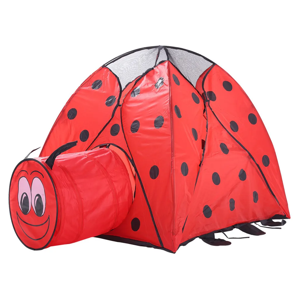 Складной дети палатка для игр в/открытый красный жук туннель палатка
