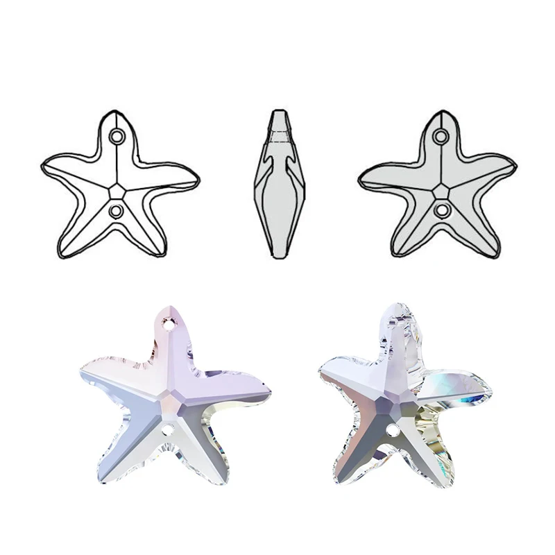14mm 28pcs/pack double holes crystal starfish pendant charms Austria glass beads rhinestone starfish gens for Jewelry making DIY
