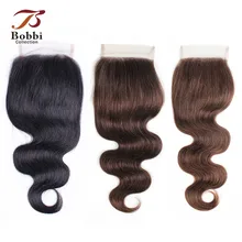 Bobbi коллекция цвет 8 пепельный блонд объемная волна Кружева Закрытие 4x4 закрытие натуральный цвет#2#4#613 блонд индийские Remy человеческие волосы