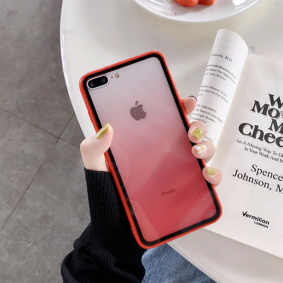 Градиентный бампер прозрачный силиконовый чехол для iPhone X XS XR XS Max 8 7 6 6S Plus Прозрачная защитная задняя крышка чехол coque
