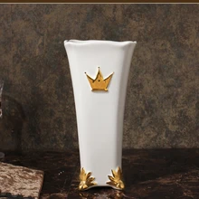 Домашняя Европейская Меса керамическая ваза простая мраморная ваза мебель для гостиной украшение благородная позолоченная ваза со стразами, блестящий