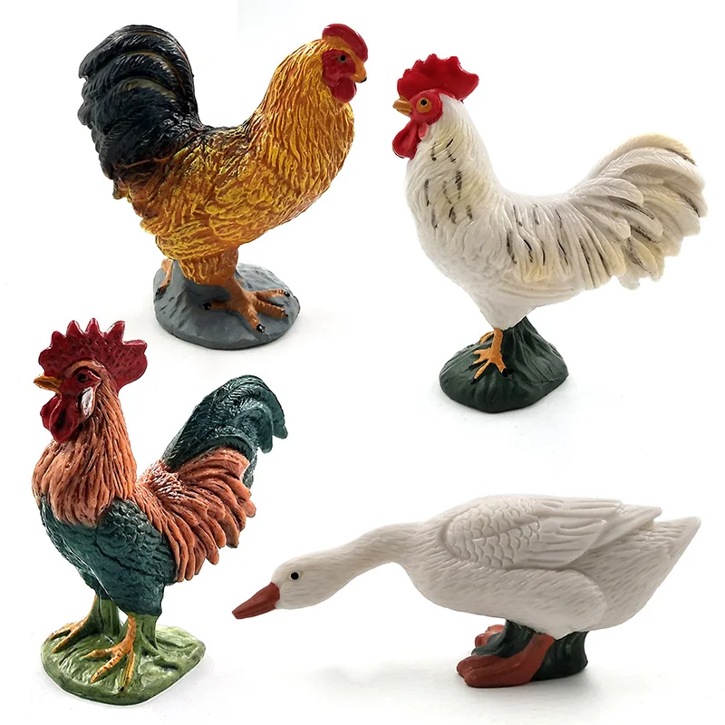Swan Rooster Chicken Duck Goose Hen Figurines Farm Animal Model Home Decor Miniature Fairy Garden Accessories