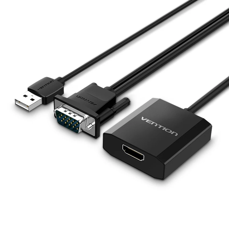 Vention преобразователь из VGA в HDMI VGA HDMI Кабель-адаптер VGA в HDMI аудио разъем 1080P для ПК ноутбук к HDTV проектор - Цвет: black