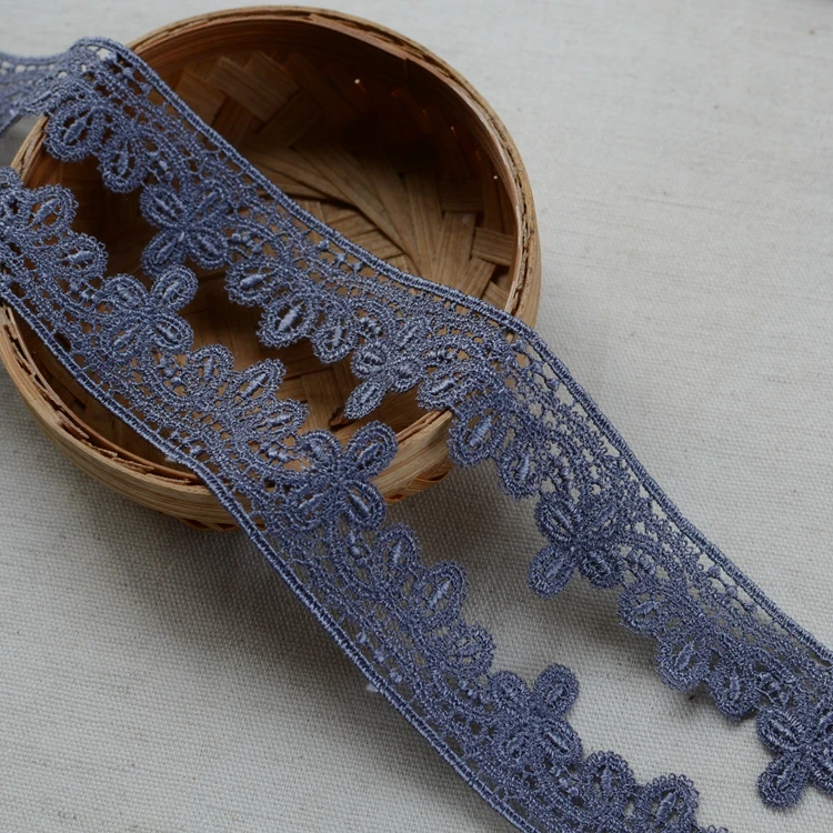 

#944 Dark Gray Color Lace Ribbon Handmade Embroidered Water Soluble Lace Trim Material Ribbon Trimmings DIY Baby Cloth Materials