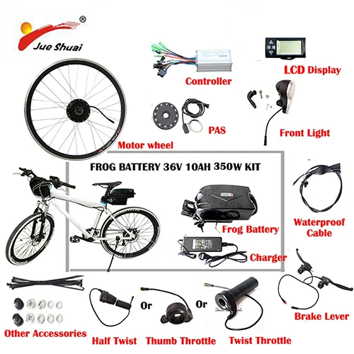 Горячая Распродажа, комплект для электрического велосипеда, комплект для переоборудования электрического велосипеда, переднее колесо, комплект для переоборудования электрического велосипеда с батареей(CK-RG - Цвет: 350W 36V10AH LCD