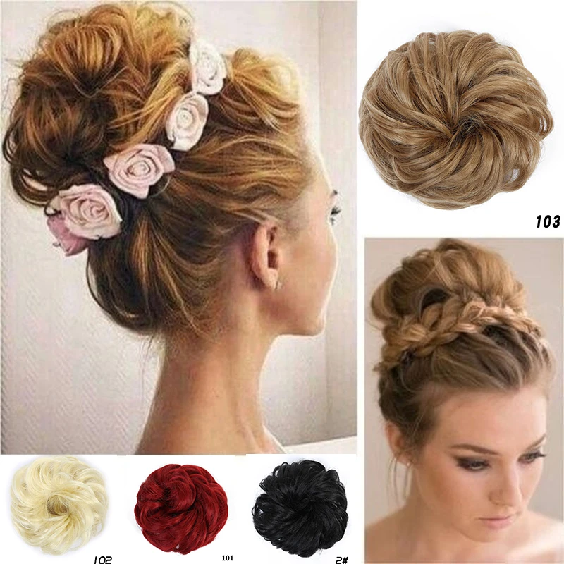 

MUMUPI fashion women Synthetic Hair Chignons Ponytail Hair Clip Bundles Hairpieces Donut Buns headwear