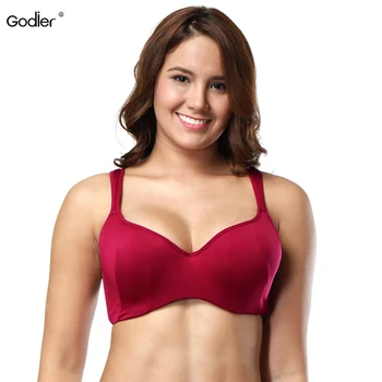 

Godier Plus Size Cup C D E Push Up BH Bra Big Breast Size Bralette Underwear Women Intimates Adjustasble Comfortable Red Color