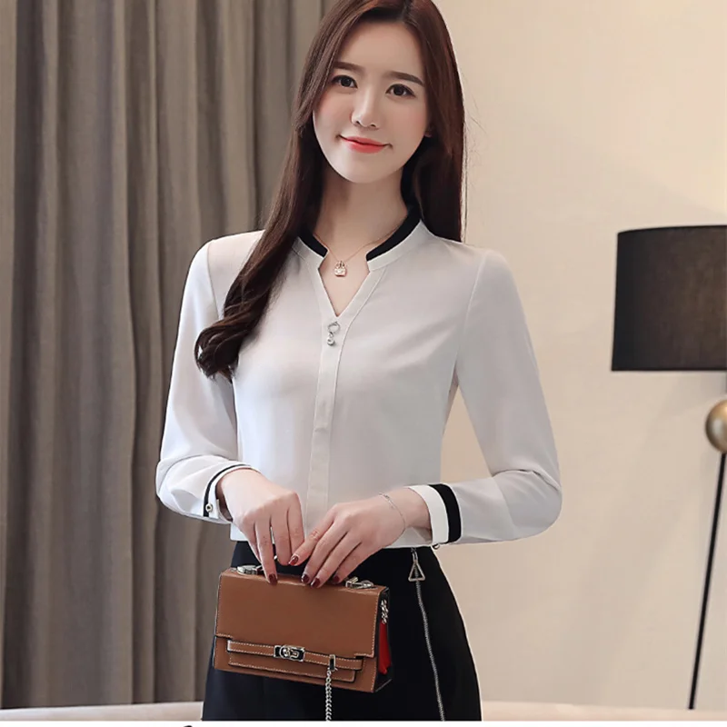 

New Fashion 2019 Women Blouse Temperament Shirt Long Sleeve Women Clothing Office Ladies Shirt Tops Stand Collar Blusas