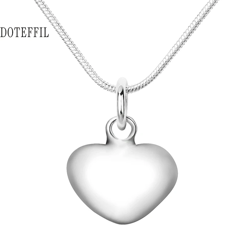 Wholesale 925 Silver Color Necklace Fashion New Jewelry Heart Pendant Necklace For Women Girl Gifts - Image 5