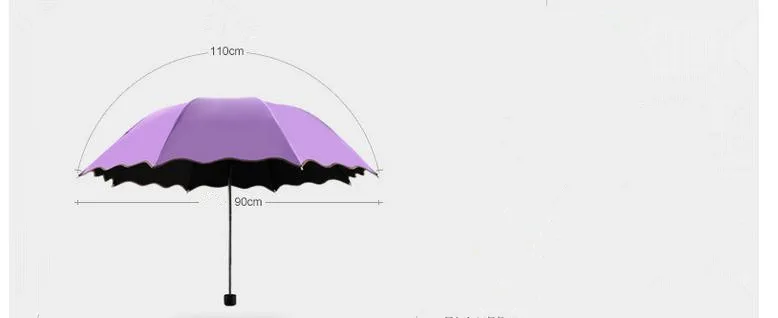 Три складные УФ-Защита от Солнца/дождя путешествия зонты волшебный меняющий цвет после воды подарок для леди девушка