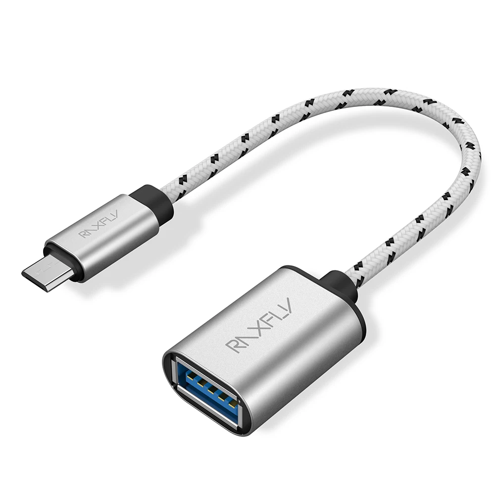 RAXFLY Micro USB адаптер Micro USB мужчина к USB 2,0 Женский OTG кабель для Xiaomi huawei samsung Galaxy S4 S5 S6 - Цвет: Silver