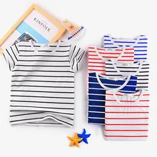 Summer Striped Top Boy’s Short Sleeve T shirt Kid’s O-neck tshirt Casual wear Free shipping