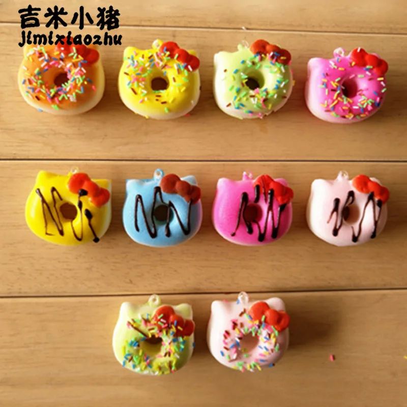 

antistress kawaii doughnut squishy toys for children simulation KT doughnuts keychain slow rising props stress relief new gift