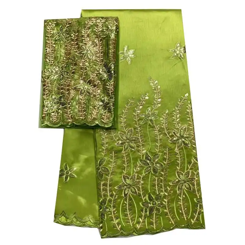 

5color selection Sequined African George Lace Fabric With Blouse India Wedding Sequins Laces African Gold Line George Material